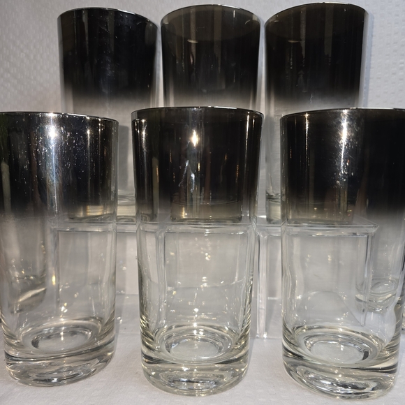VINTAGE SET OF 8 DOROTHY THORPE STYLE SILVER FADE HIGHBALL GLASSES - Picture 3 of 8